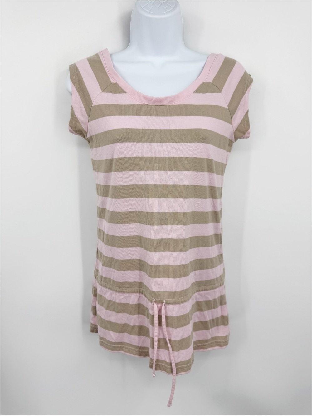 Derek Heart Pink And Brown Striped Shirt Size Medium Vintage Y2K